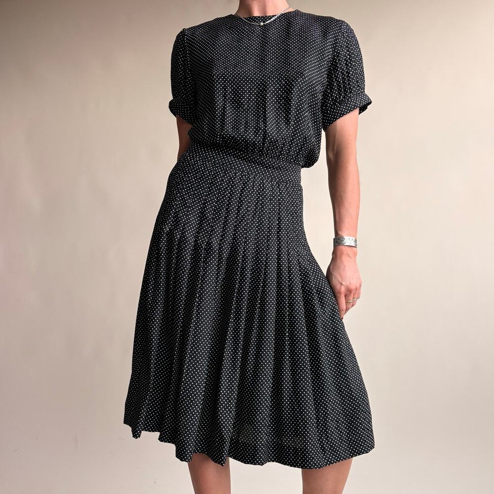 Brooks Brothers Polka Dot Silk Dress - Black & White,  Size 6 (Fits 2)